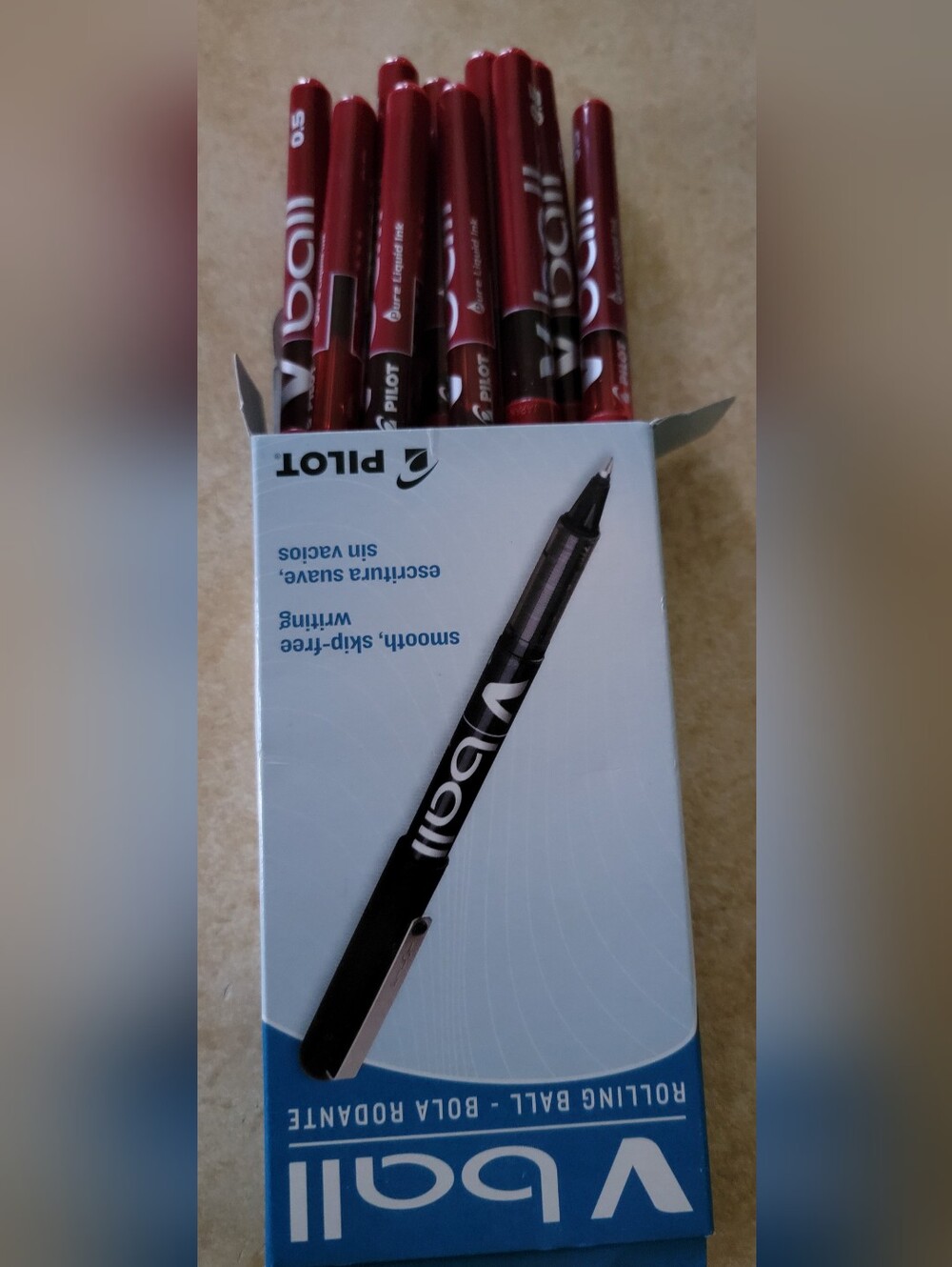 VBall Rolling Ball Pen - Red - Pack Of 8